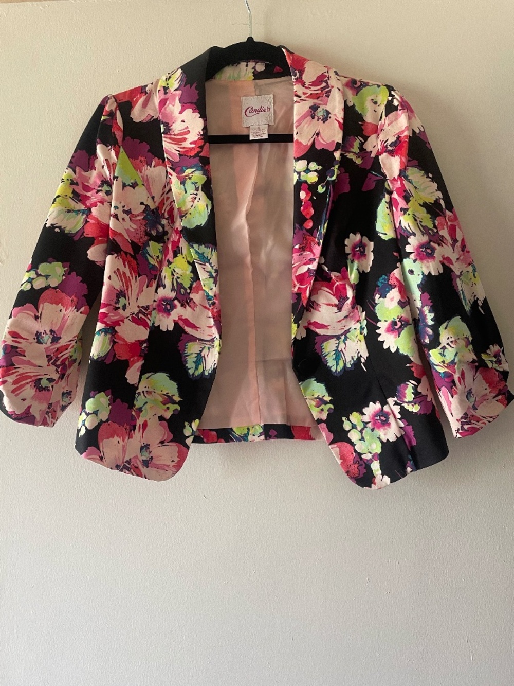Candie’s Floral Cropped Blazer | Size S | 3/4 Sleeve